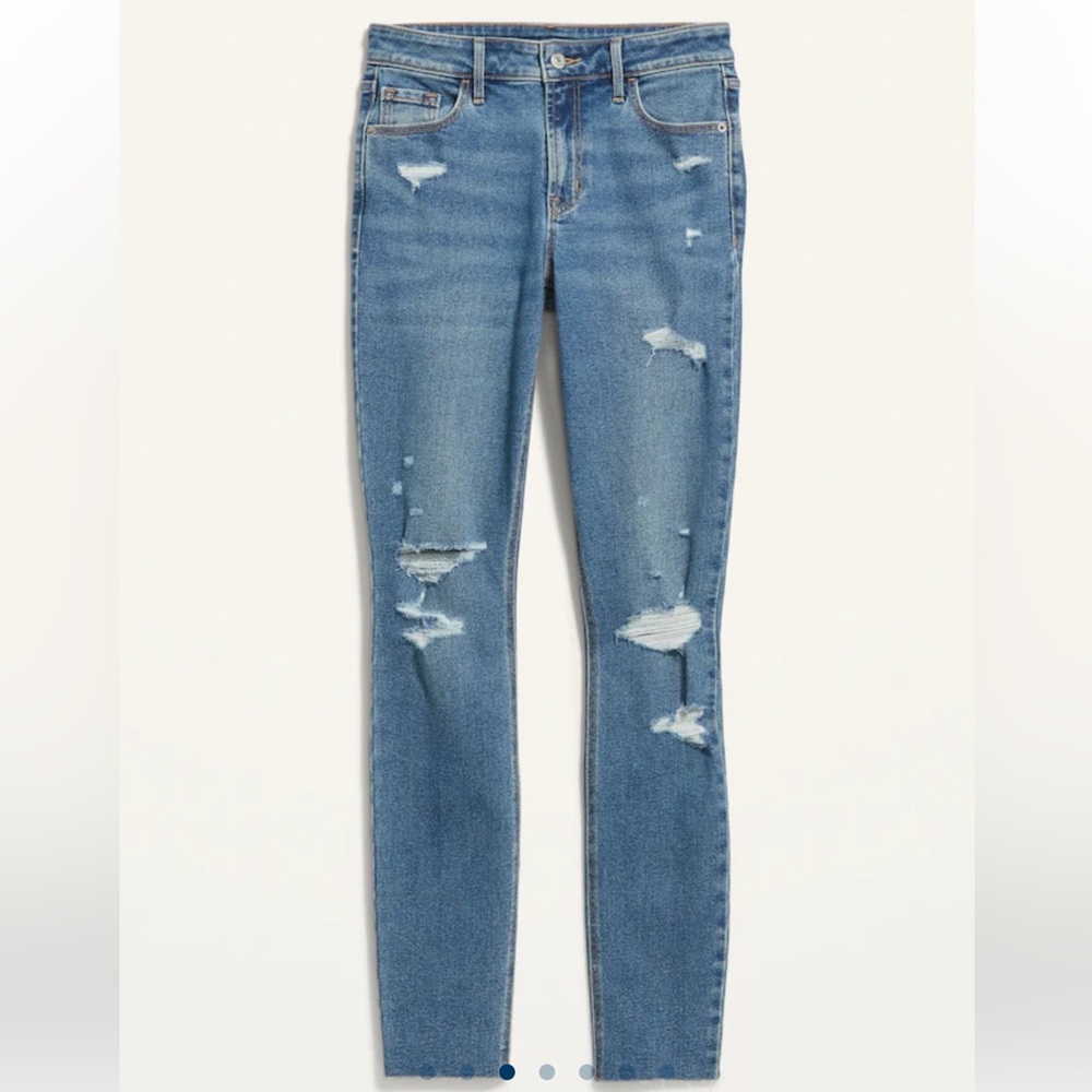 Mid-Rise Rockstar Super-Skinny Ripped Cut-Off Ankle Jeans for Women